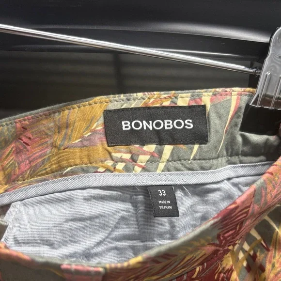 Bonobos Men's Palm Print Shorts - Green and Yellow - Picture 4 of 4